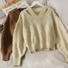 Eyelet Cutout-shoulder Loose-fit Sweater In 5 Colors
