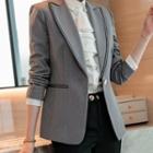 Plain Blazer / Straight-cut Pants / Ruffled Blouse / Set