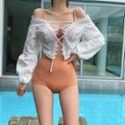 Set: Bikini + Off-shoulder Lace Blouse