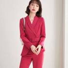 Double-breasted Belted Blazer / Straight Leg Pants / Set