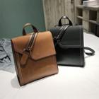 Set: Faux Leather Zip-detail Backpack + Crossbody Bag