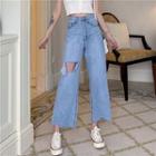 Cutout Wide-leg Crop Jeans