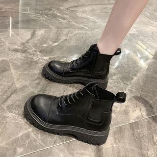 Lace-up Platform Ankle Chelsea Boots