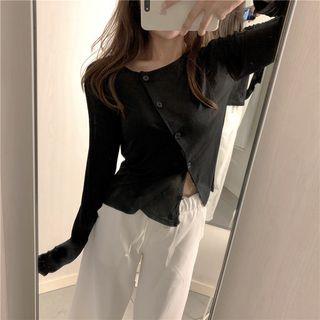 Buttoned Long-sleeve Top / Wide Leg Pants