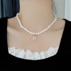 Genuine Pearl & Moonstone Necklace White - One Size
