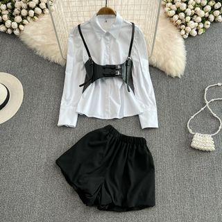 Set: Long Sleeve Shirt With Vest + Shorts