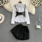 Set: Long Sleeve Shirt With Vest + Shorts
