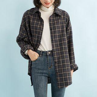 Plaid Shirt Dark Gray - One Size