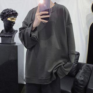 Mock Two-piece Fray Hem Sweatshirt