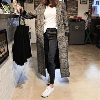 Plaid Maxi Single-button Coat
