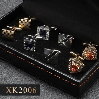4 Pair Set: Alloy Cufflinks (various Designs) Xk2006 - 4 Pair - Silver & Gold - One Size