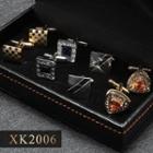4 Pair Set: Alloy Cufflinks (various Designs) Xk2006 - 4 Pair - Silver & Gold - One Size