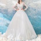 Lace Appliqued Long-sleeve Wedding Ball Gown