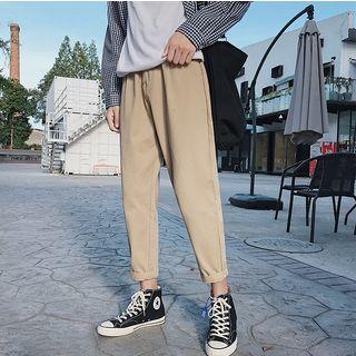 Cropped Plain Straight-fit Pants
