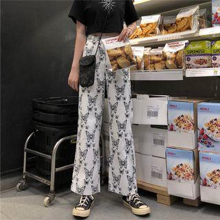 Butterfly Print Shift Wide-leg Pants