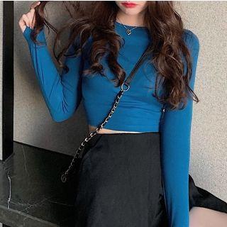 Cropped Plain Slim-fit Top
