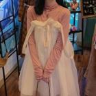 Plain Knit Top / Sleeveless Mesh Dress