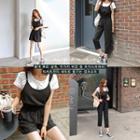 Set: T-shirt + Sleeveless Drawstring-waist Jumpsuit In 2 Length