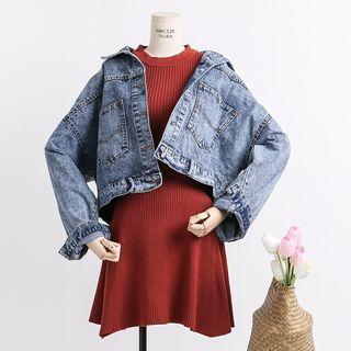 Loose-fit Denim Jacket Light Blue - One Size