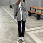 V-neck Cardigan / Straight Leg Pants / Sweatshirt / Set