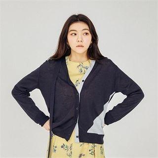 Strap-trim Color-block Cardigan