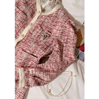 Wool Blend Tweed Jacket & Miniskirt Set