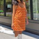 Square-neck Patterned Mini A-line Tank Dress