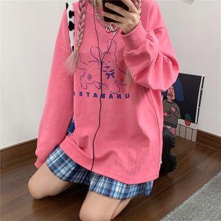 Cartoon Print Sweatshirt Pink - One Size