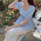 Gingham Smock Empire Blouse