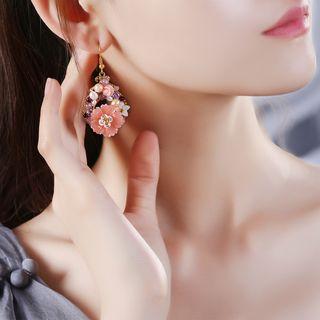 Flower Faux Pearl Dangle Earring / Clip-on Earring
