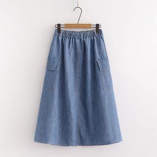Denim A-line Skirt Denim Blue - One Size
