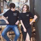 Couple Matching Short-sleeve Lettering T-shirt / Twisted T-shirt Dress