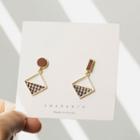925 Sterling Silver Houndstooth Square Dangle Earring 1 Pair - Gold - One Size