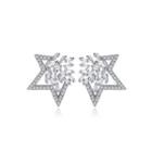 Fashion Bright Star Stud Earrings With Cubic Zirconia Silver - One Size