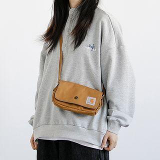 Graphic Print Henley Sweatshirt