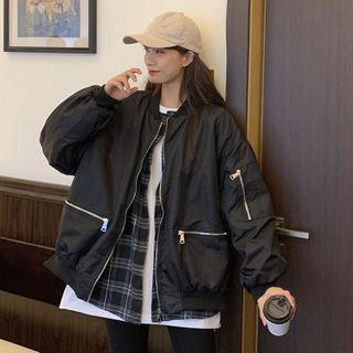 Mock Two-piece Zip Jacket Black - One Size