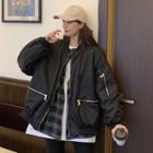 Mock Two-piece Zip Jacket Black - One Size