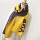 Two-tone Lettering Knit Scarf