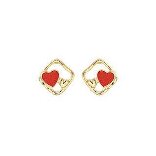 Heart Stud Earring E4957 - 1 Pair - Gold - One Size