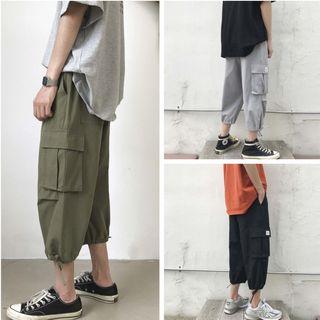 Tie-hem Cropped Cargo Pants