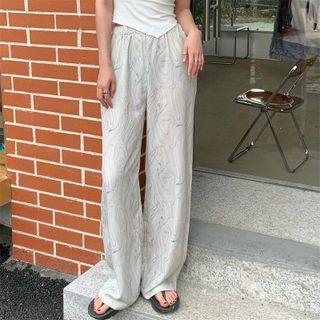 High-waist Tie Dye Wide-leg Pants Gray - One Size