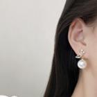 Rhinestone Faux Pearl Drop Earring 1 Pair - White & Gold - One Size