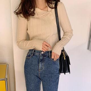 Side-button Rib-knit Henley