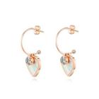 Fashion And Romantic Plated Rose Gold Heart-shaped 316l Stainless Steel Earrings With Cubic Zircon Rose Gold - One Size
