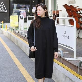 Mock-neck Long Sweatshirt Dress
