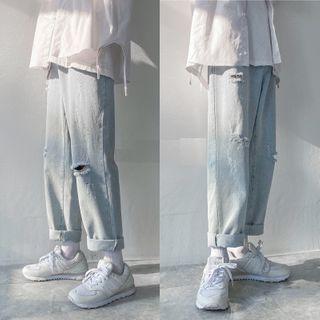 High-waist Ripped Loose Fit Straight Cut Jeans