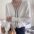 Long-sleeve V-neck Cropped Double Zip Knit Sweater Cardigan