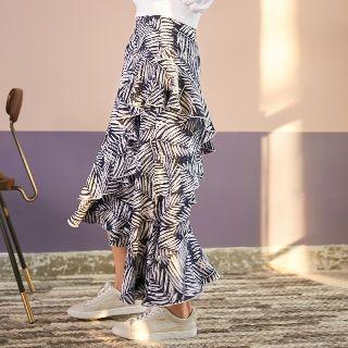 Ruffled Printed A-line Skirt