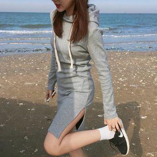 Slit Long-sleeve Hoodie Dress