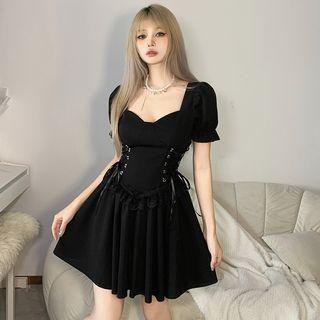 Short-sleeve Lace-up Mini Corset Dress